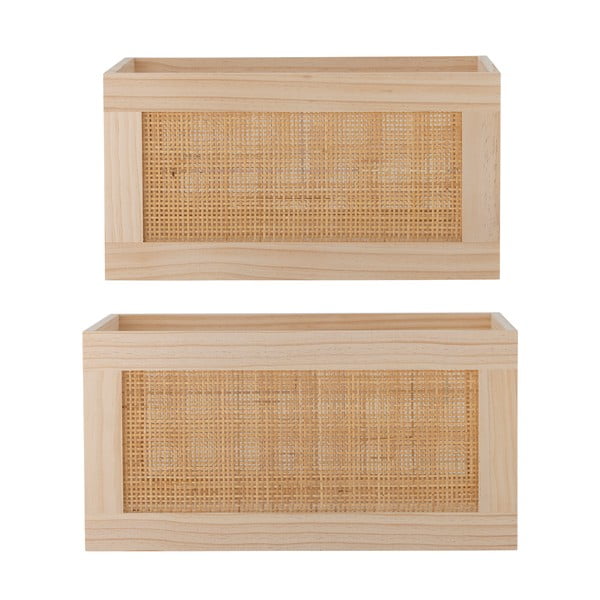 Natúr színű fa tárolódoboz szett 2 db-os 39x29x20 cm Piana – Bloomingville-image-2