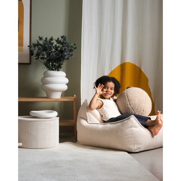 Krémszínű kordbársony gyerek puff – Wigiwama-image-3