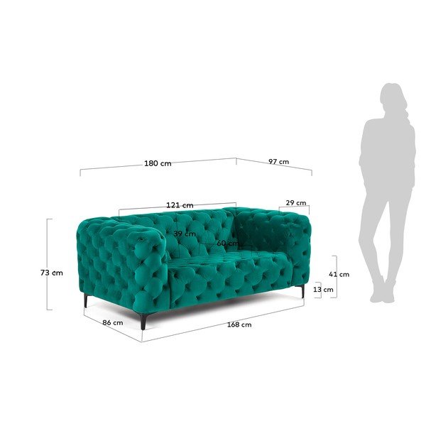 Maisha zöld kétszemélyes bársony hatású kanapé - La Forma-image-2