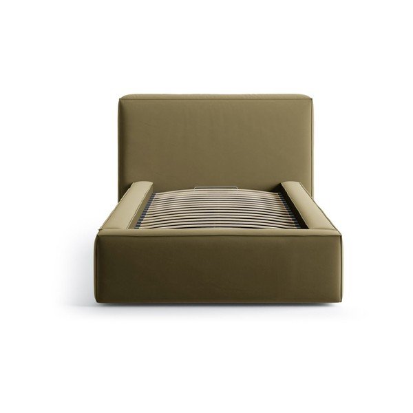 Zöld kárpitozott ágyneműtartós egyszemélyes ágy ágyráccsal 90x200 cm Jodie – Micadoni -image-3