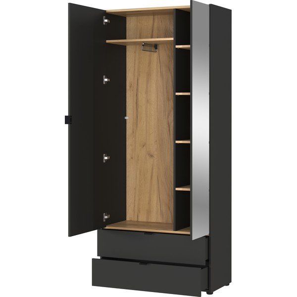 Antracitszürke ruhásszekrény tükörrel 84x196 cm Tuscon – Germania-image-3