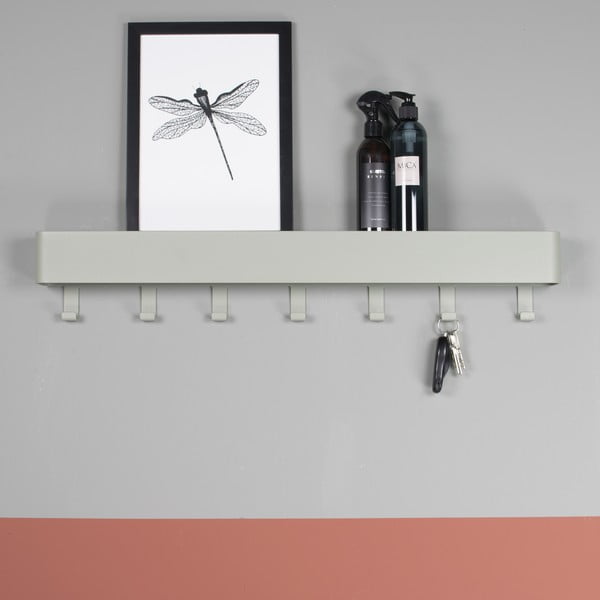 Szürkészöld fém fali fogas polccal 72 cm Dax Play – Spinder Design-image-2