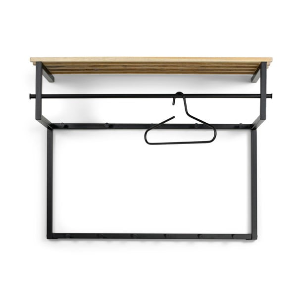 Fekete-natúr színű fém fali fogas polccal 100 cm Rizzoli – Spinder Design-image-2