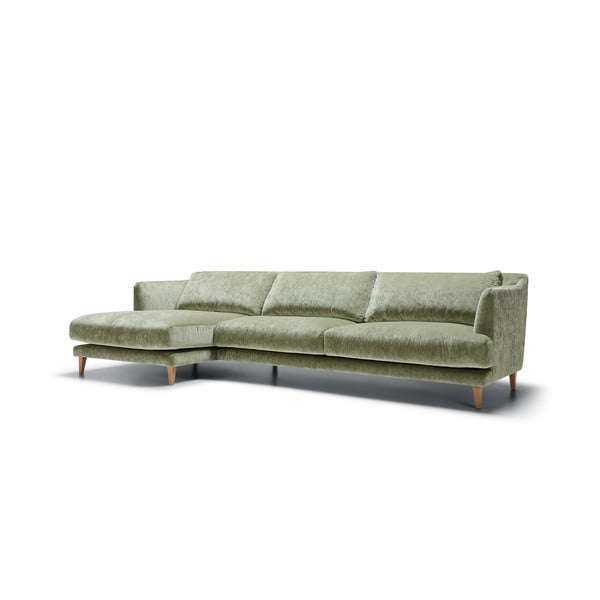 Világoszöld bársony sarokkanapé (bal oldali) Vera – Sits