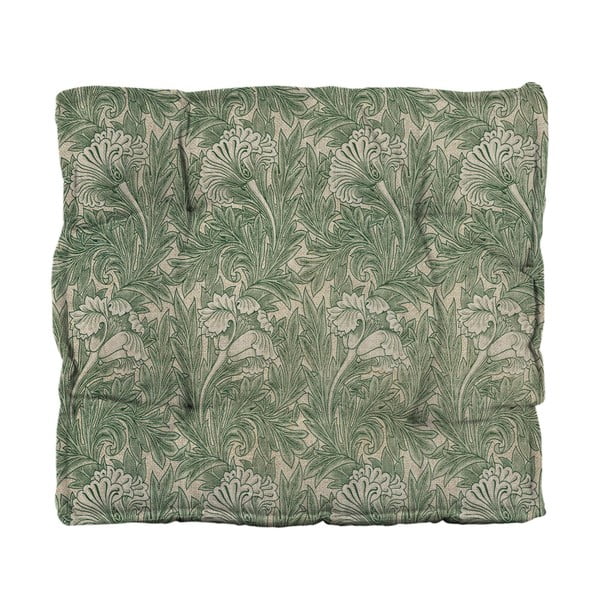 Green Flowers zöld lenkeverék székpárna, 37 x 37 cm - Tierra Bella-image-2