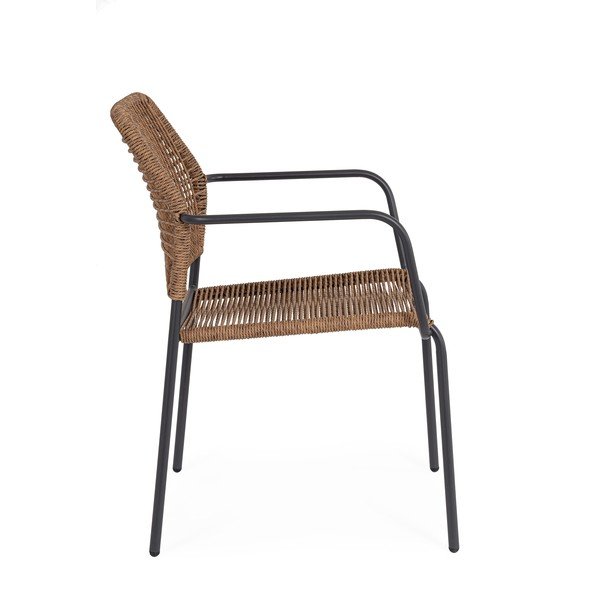 Sötétszürke-natúr színű fém kerti szék Jable – Bizzotto-image-3