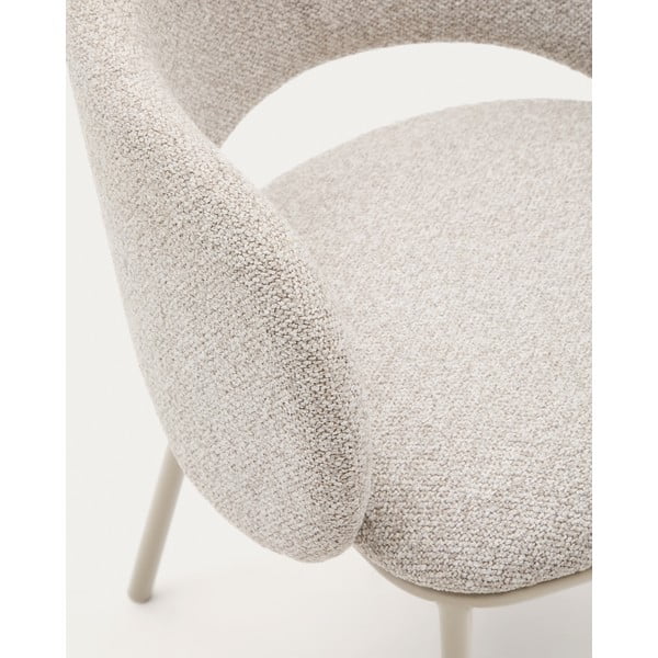 Elefántcsont színű kárpitozott étkezőfotel Maina – Kave Home-image-3