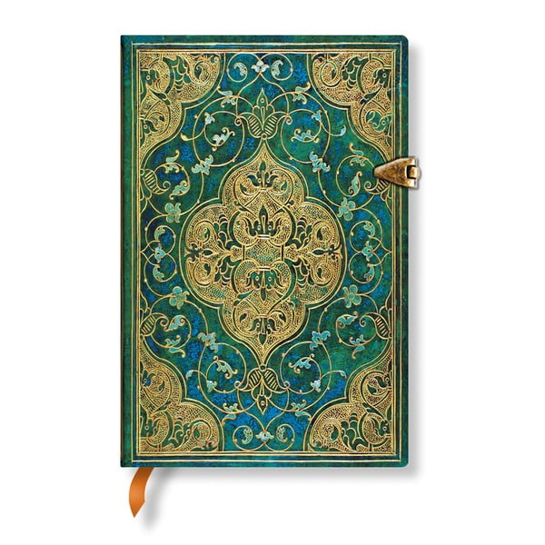 Turquoise Chronicles keménytáblás vonalas jegyzetfüzet, 9,5 x 14 cm - Paperblanks