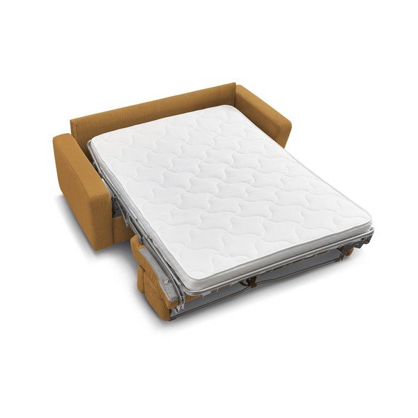 Mustársárga kordbársony kinyitható kanapé 195 cm Monaco – Bobochic Paris-image-4