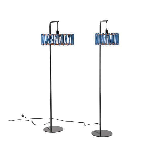 Macaron állólámpa fekete konstrukcióval és nagy kék lámpabúrával - EMKO-image-4