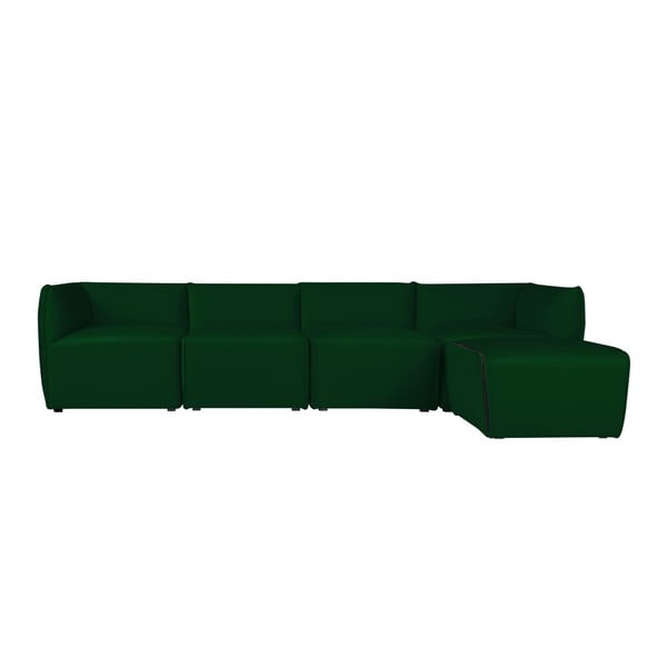 Ebbe zöld 4 személyes moduláris kanapé fekvőfotellel - Norrsken