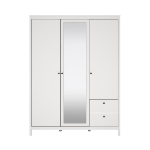 Fehér ruhásszekrény tükörrel 150x199x58 cm Madrid – Tvilum