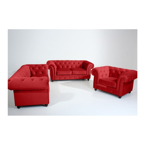 Orleans Velvet piros kanapé, 196 cm - Max Winzer-image-1