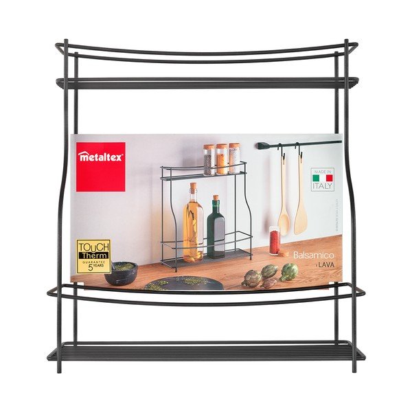 Balsamico Lava fekete kétszintes kiegészítő konyhai polc - Metaltex-image-3
