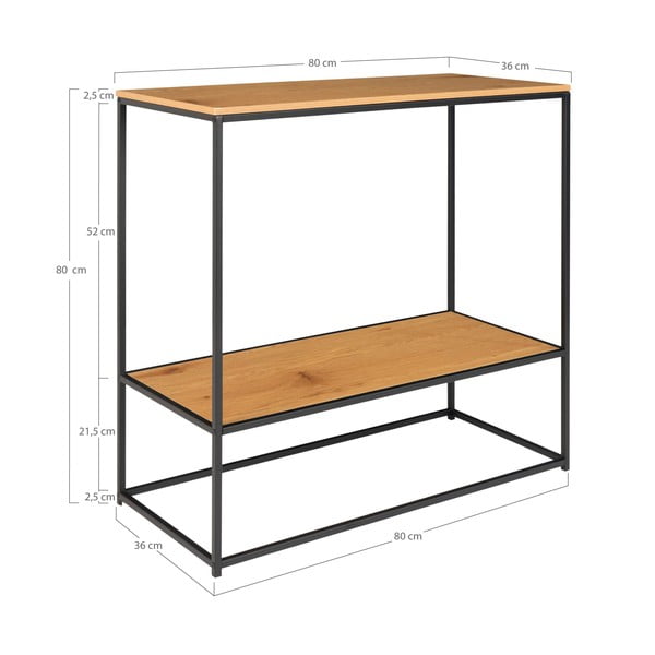 Natúr színű konzolasztal tölgyfa dekoros asztallappal 80x36 cm Vita – House Nordic-image-4