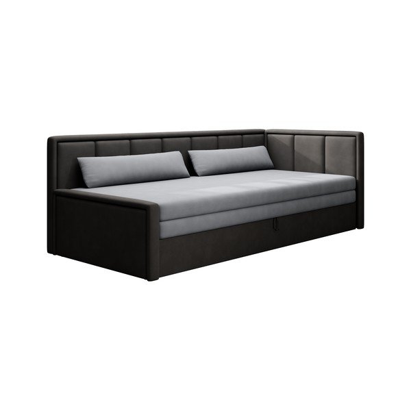 Sötétszürke zsenília kinyitható-tárolóhelyes kanapé 214 cm Fulgeo – ELTAP