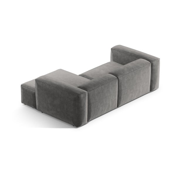 Világosszürke kordbársony sarokkanapé (jobb oldali-heverő résszel) Bergamo – Cosmopolitan Design-image-4