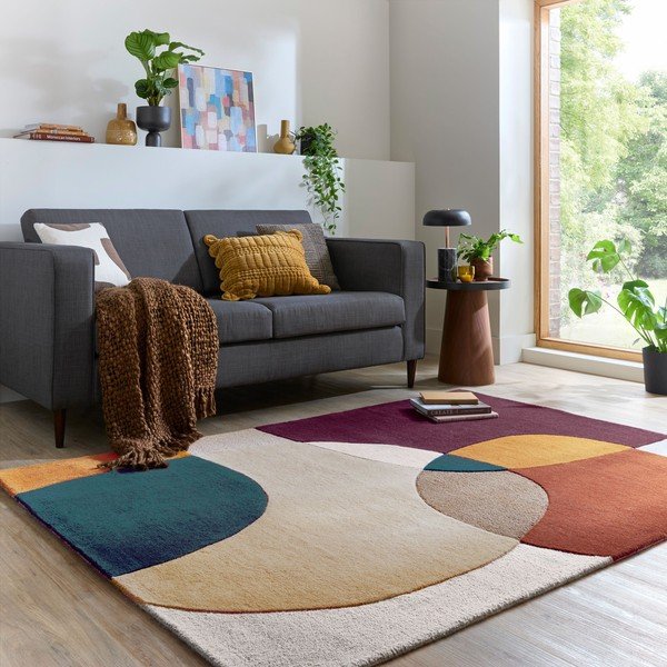 Lila kézi szövésű gyapjú szőnyeg 120x170 cm Glow Purple Multi – Flair Rugs-image-1