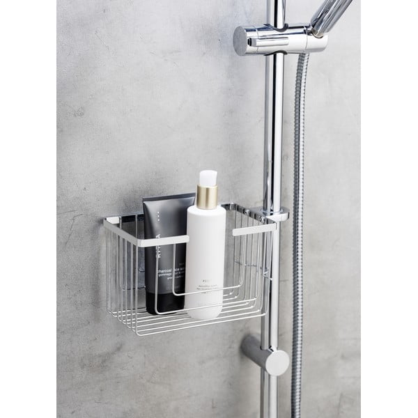 Fényes ezüstszínű öntapadós rozsdamentes acél fürdőszobai polc Valognes – Wenko-image-1