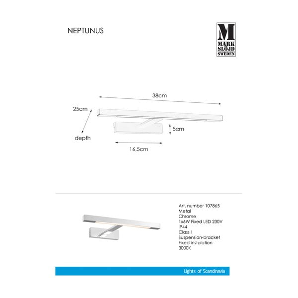 Ezüstszínű LED fali lámpa (hosszúság 38 cm) Neptunus – Markslöjd-image-2