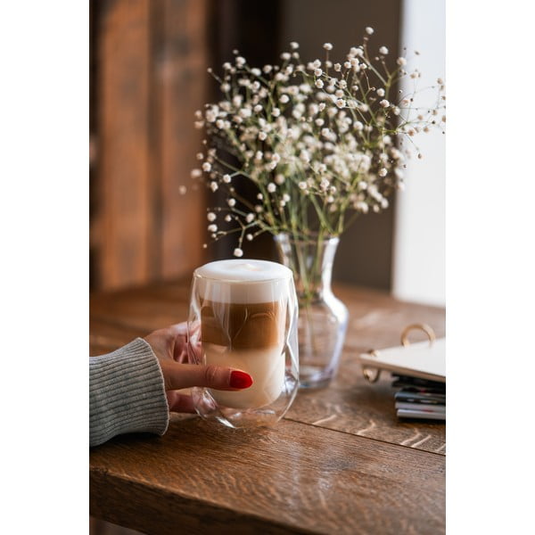 Geo 2 db-os duplafalú lattés pohár készlet, 350 ml - Vialli Design-image-4