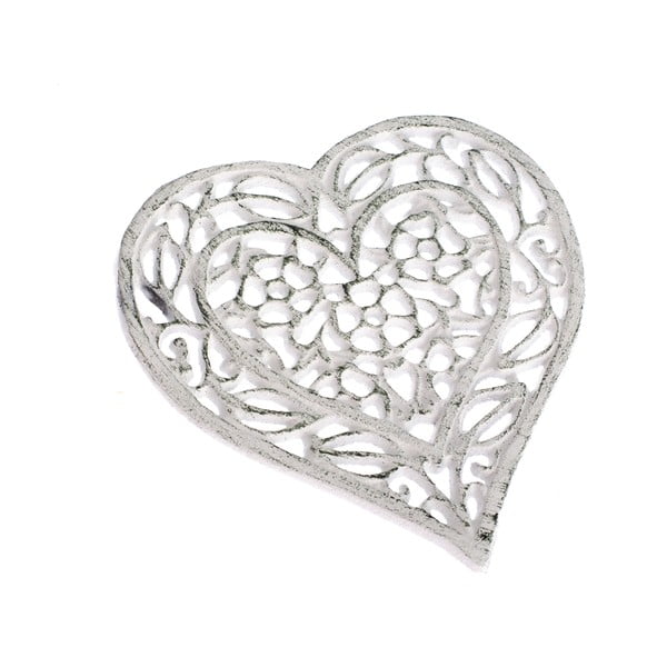 Heart Rustico szív alakú fehér, öntöttvas edényalátét - Dakls