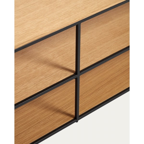 Fekete-természetes színű TV-állvány tölgyfa dekorral 160x50 cm Yoana - Kave Home-image-1