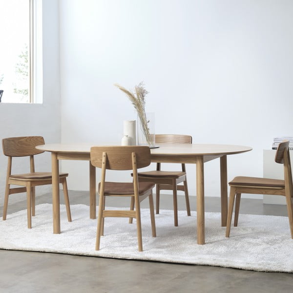 Konyakbarna-natúr színű bőrutánzat étkezőszék Livo – Unique Furniture-image-1