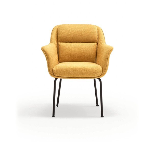 Mustársárga kárpitozott karfás étkezőfotel Sadira – Teulat-image-2