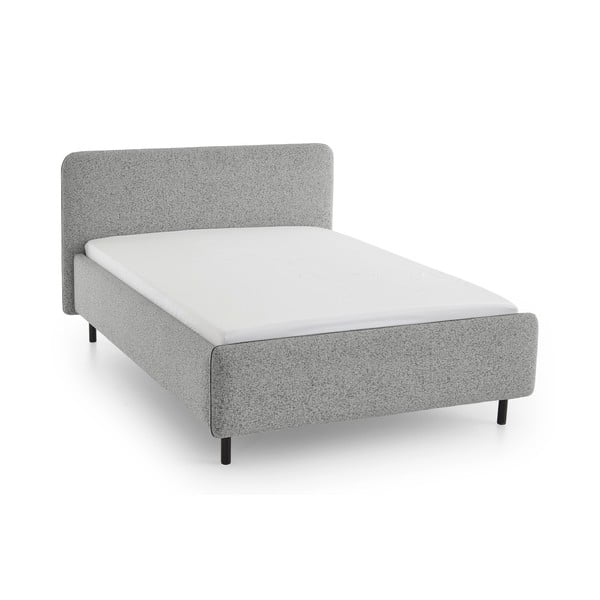 Világosszürke kárpitozott ágyneműtartós franciaágy ágyráccsal 180x200 cm Primo – Meise Möbel-image-2