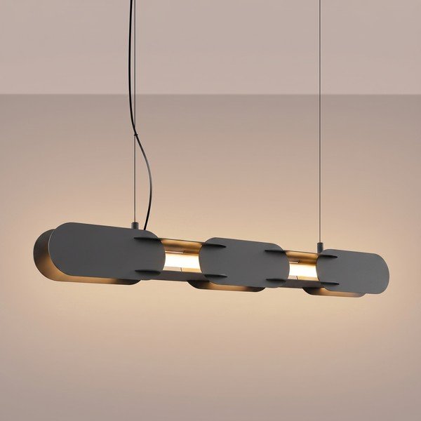 Fekete fém LED függőlámpa CHAIN – Thoro-image-1
