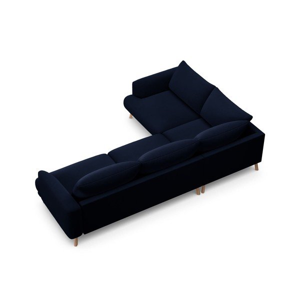 Sötétkék bársony sarokkanapé (bal oldali-L alakú) Naomi – Micadoni -image-3