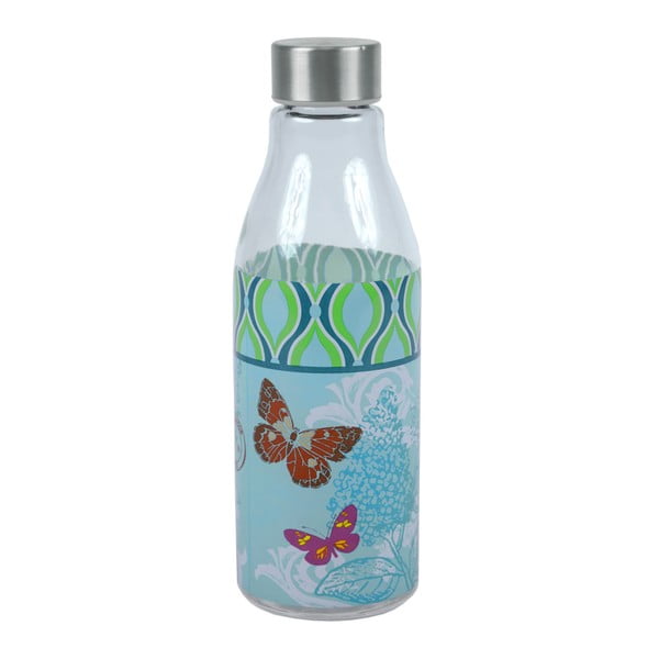 Butterfly kék üveg palack, 600 ml - Ego Dekor