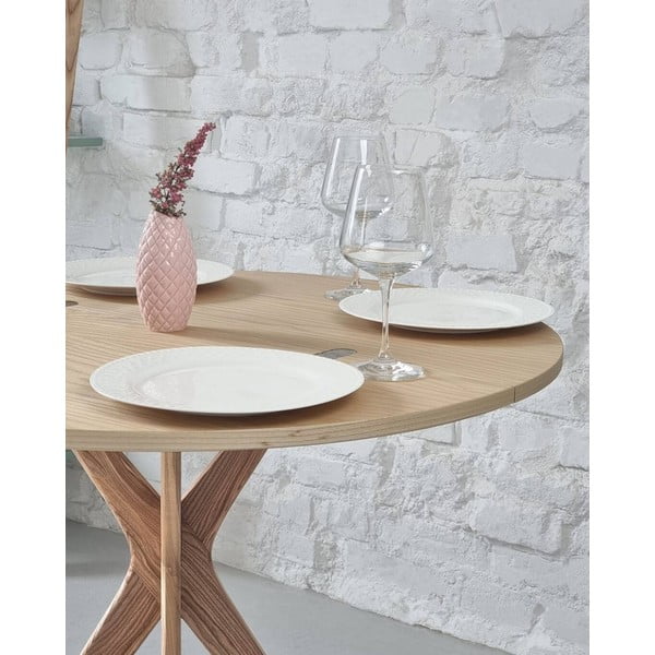 Kerek bővíthető étkezőasztal kőrisfa dekoros asztallappal 45x90 cm Jubi – Ragaba-image-3