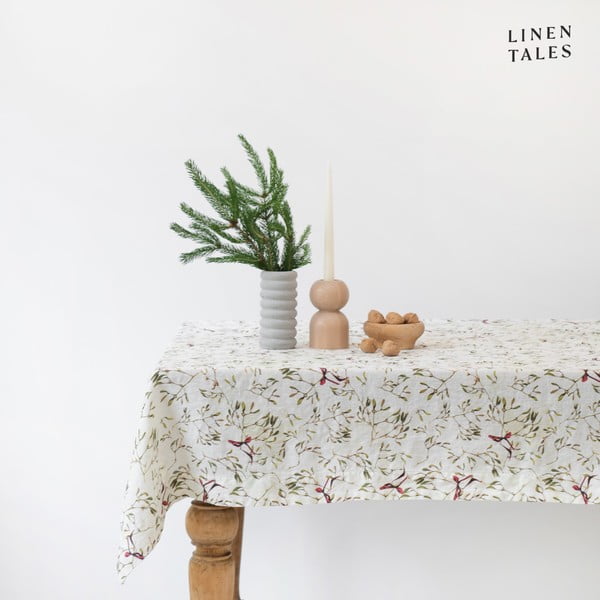 Len asztalterítő karácsonyi mintával 140x140 cm – Linen Tales
