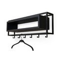 Fekete tölgyfa fali fogas polccal 78 cm School – Spinder Design
