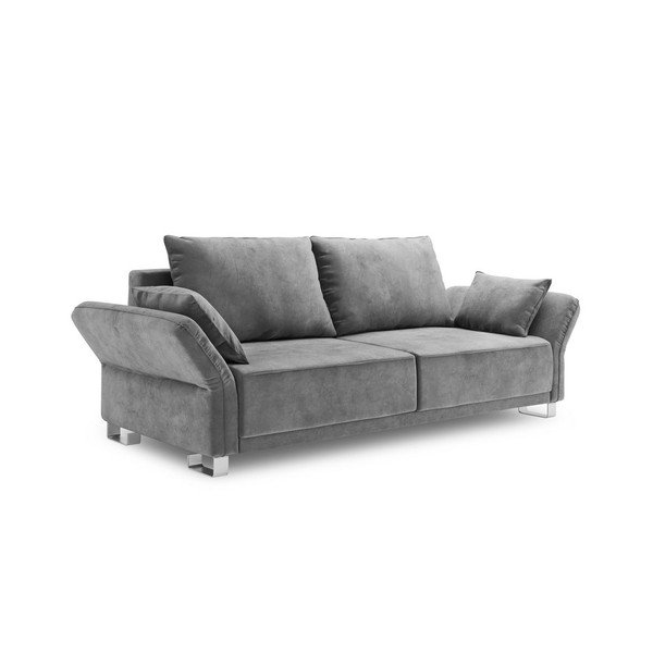 Pyxis szürke háromszemélyes kinyitható kanapé bársony kárpittal - Windsor & Co Sofas-image-2