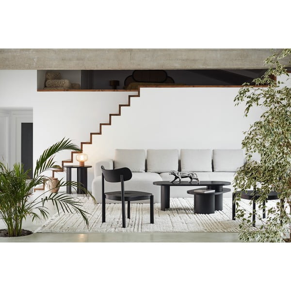 Fekete dohányzóasztal kőrisfa dekorral 120x50 cm Nori - Teulat-image-2