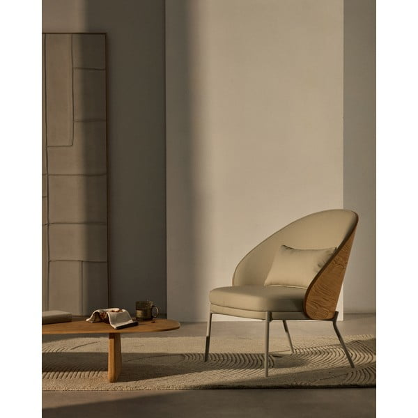 Bézs bőrutánzat fotel Eamy – Kave Home-image-1