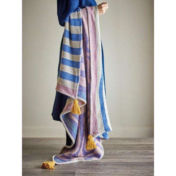 Kék pamutkeverék takaró 130x160 cm Arlie – Bloomingville-image-2