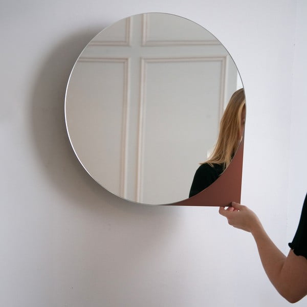 Terrakotta színű fém fali-tükrös fürdőszoba szekrény 55x55 cm Sonnet – Spinder Design-image-2