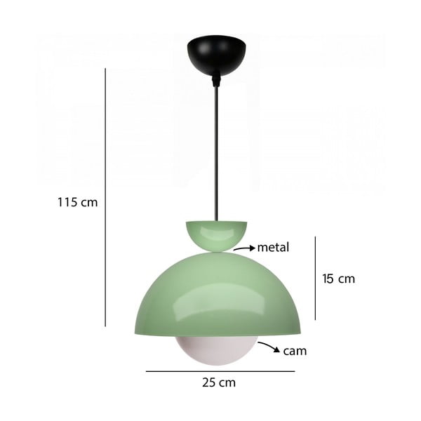 Zöld függőlámpa fém búrával ø 25 cm Arta – Opviq lights-image-2