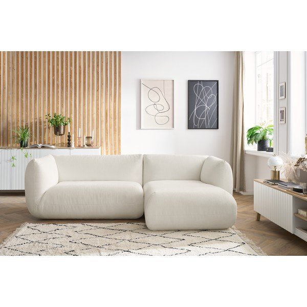 Fehér kordbársony sarokkanapé (jobb oldali) Lecomte – Bobochic Paris-image-1