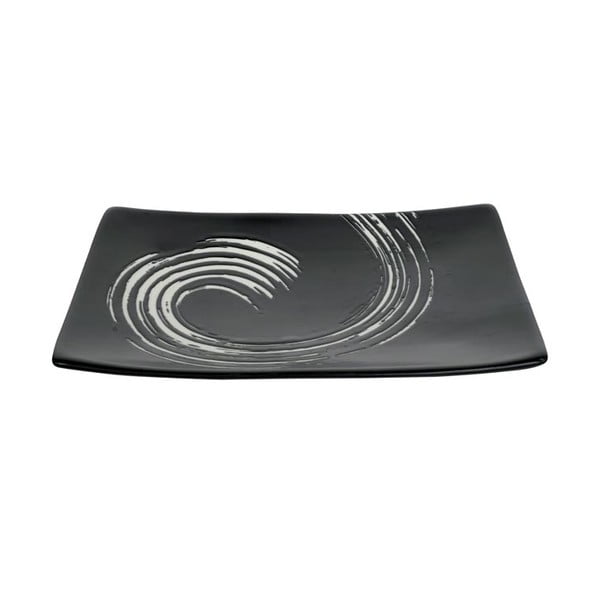 Maru fekete hosszúkás tányér, 20,5 x 14 cm - Tokyo Design Studio