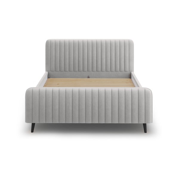 Világosszürke kárpitozott franciaágy ágyráccsal 180x200 cm Lily - Micadoni Home-image-2