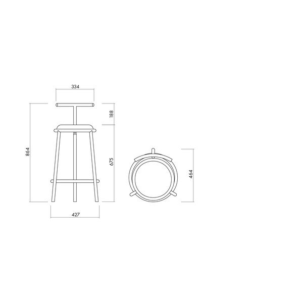 Borvörös fém bárszék (ülésmagasság 68 cm) Hogo – noo.ma-image-3