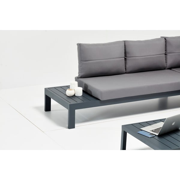 Fekete-szürke alumínium háromszemélyes kerti lounge szett Verona – Floriane Garden-image-4