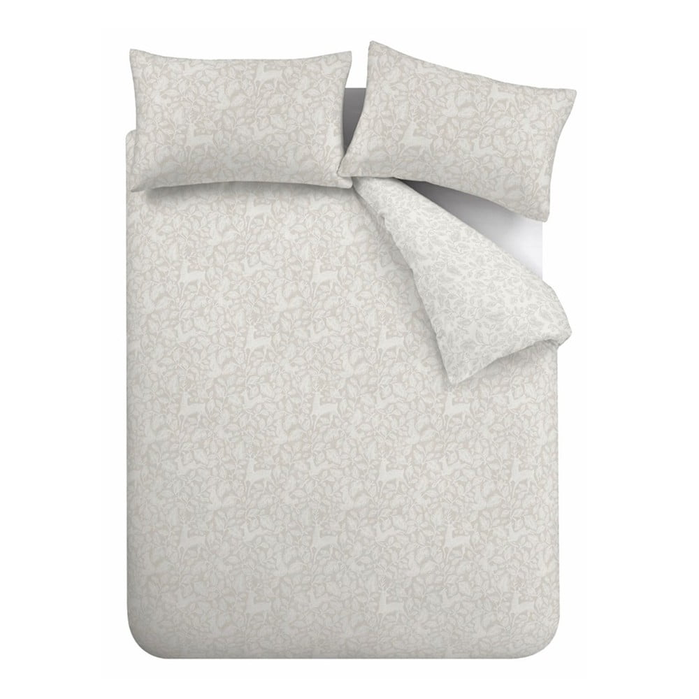 Szürkésbézs kétszemélyes-hosszabbított pamut ágyneműhuzat 230x220 cm Woodland – Bianca