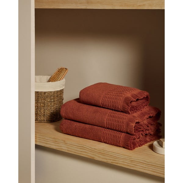 Téglavörös pamut törölköző 50x90 cm Veta – Kave Home-image-1