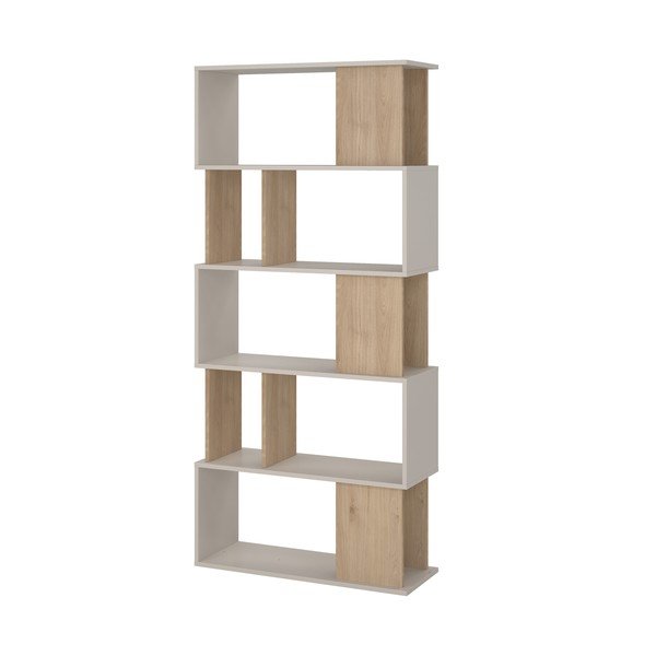 Krémszínű könyvespolc tölgyfa dekorral 80x173,5x29,5 cm Maze – Tvilum